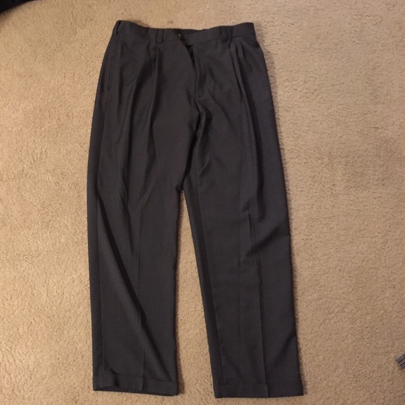 Dark gray pleated dress pants