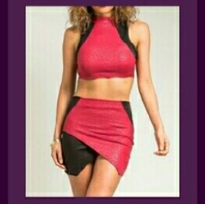 2 piece Burgundy skirt set