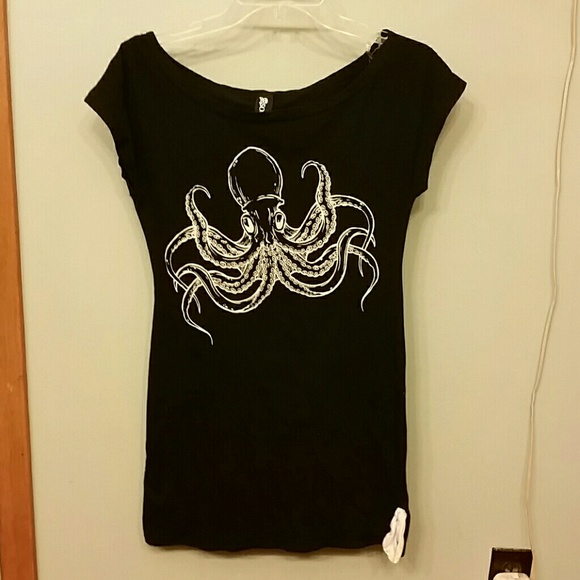 Sourpuss Black Off Shoulder Octopus Dress NWOT S