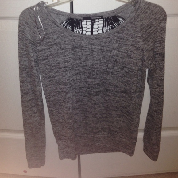 grey and white salt and pepper like sweater