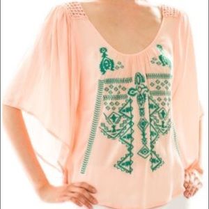 Embroidered detail peasant top