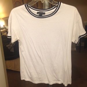 forever 21 white tee w striped cuffs