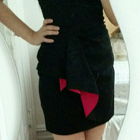French connection black dress with pink underlay - Picture 3 of 4