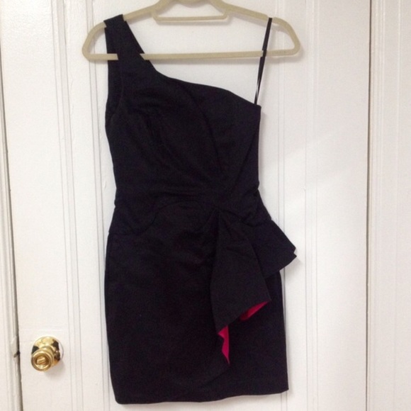 French connection black dress with pink underlay - Picture 4 of 4