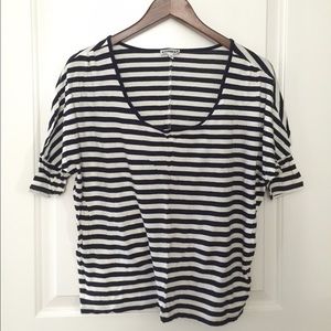 EXPRESS dark blue striped u-neck shirt