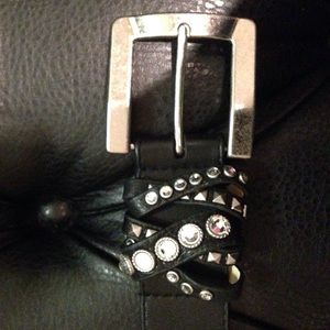 Rock Leather studs and rhinestone belt!