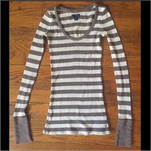 American Eagle Striped Thermal Long-sleeved Shirt