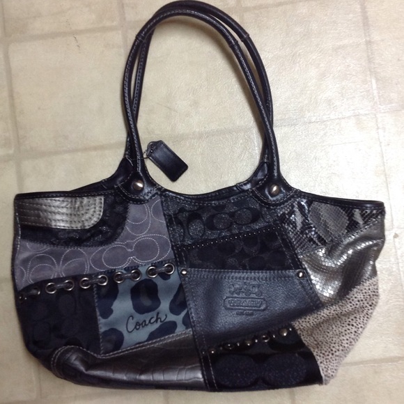 Patchwork textured coach purse