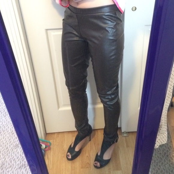 Michael Kors brown faux leather skinny pants - Picture 3 of 3