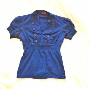 Blue button detail top