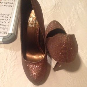Brown glittery high heels