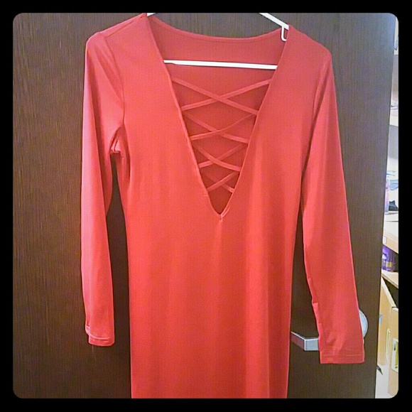Red knee long dress. It's a small but will fit M