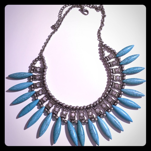H&M Diamond and Turquoise statement necklace - Picture 1 of 3