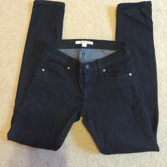 Denim straight leg dark jeans