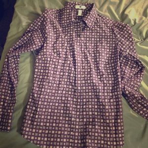 Purple printed button down shirt