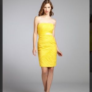 Strapless yellow Monique Lhuillier cocktail dress