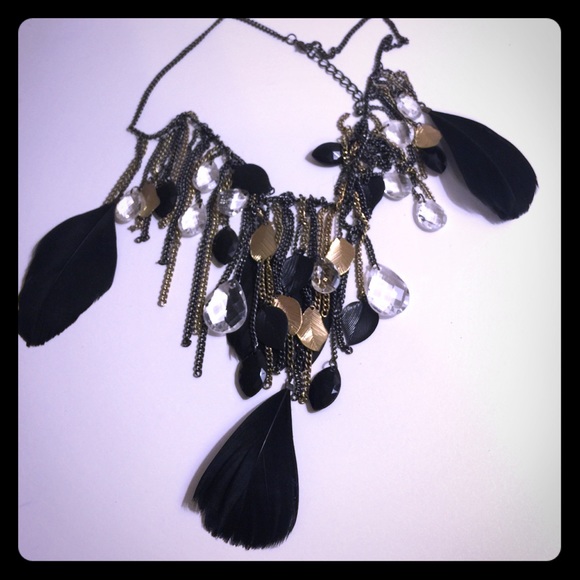 Black feather necklace