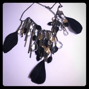 Black feather necklace