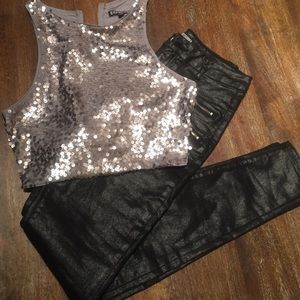 Express Sequin Crop Top
