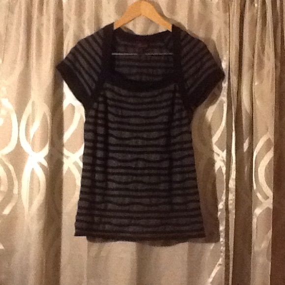 Black grey striped sweater top