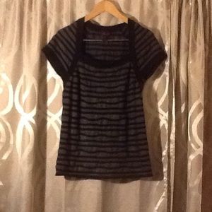 Black grey striped sweater top