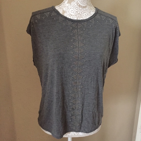 Studded heather gray top