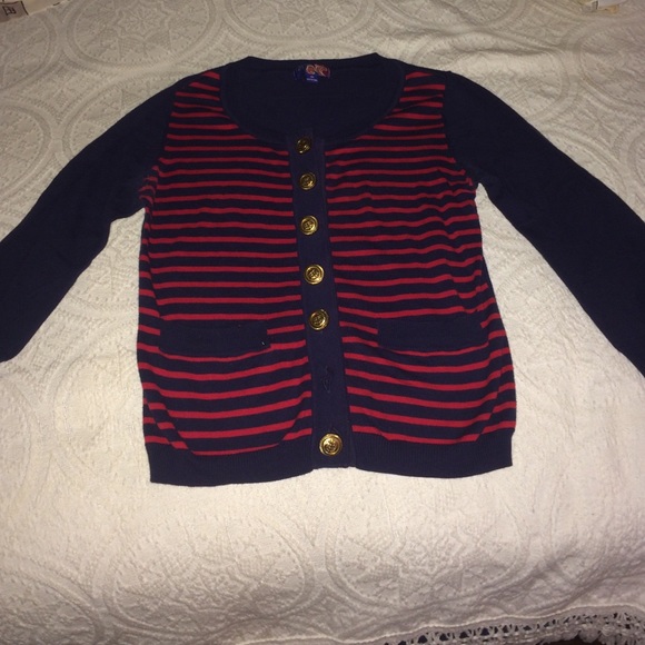 Navy blue and red cardigan - Picture 1 of 1
