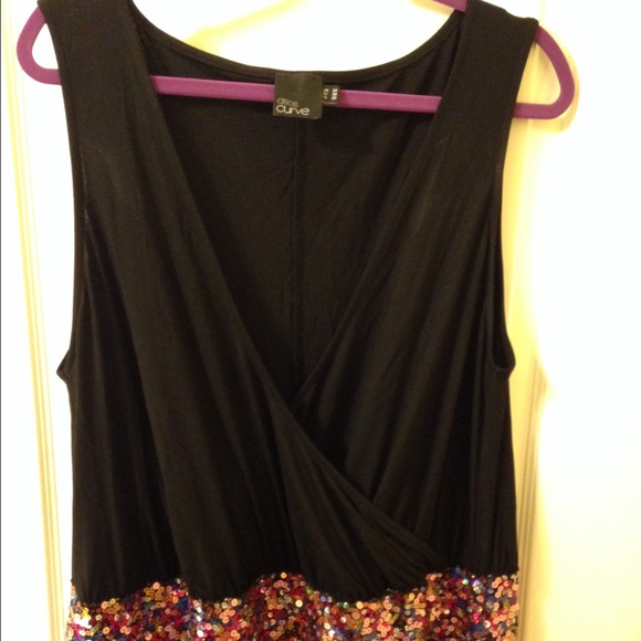SOLD!MAKE OFFER ASOS Sequin Dress w Blk Top - Picture 2 of 4