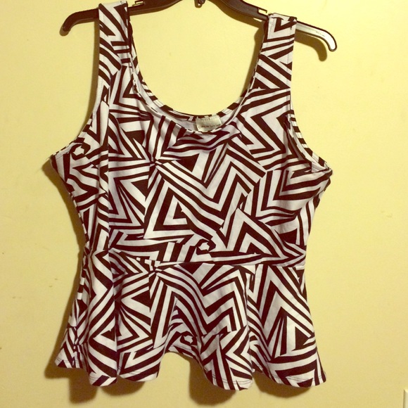 Black & White Striped Peplum Top