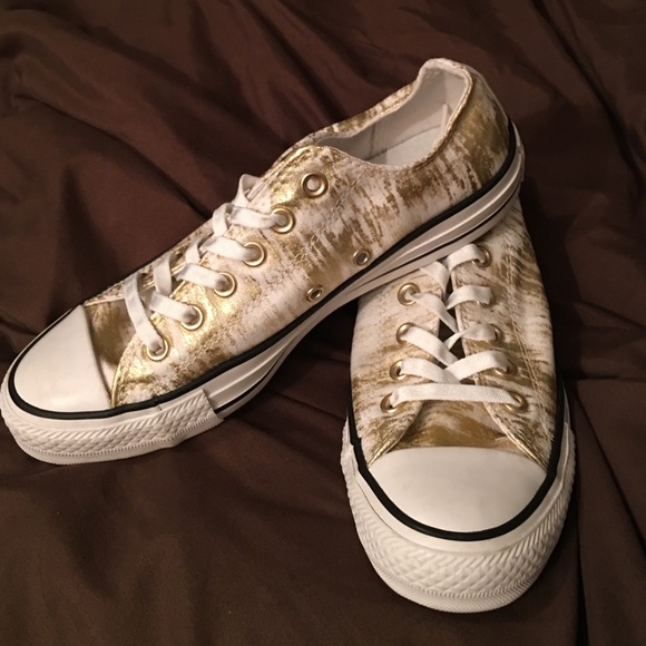 Fun gold and white converse