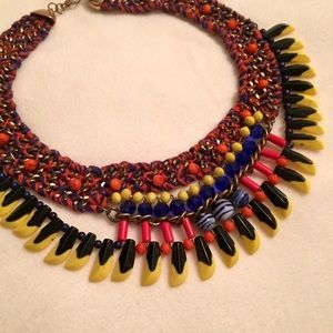 ZARA Beaded Tribal Collar Necklace in multi