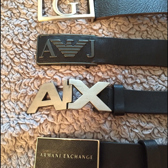 Leather belts Armani jeans, Guess, Armani exchange