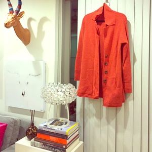 Free People Size M Thick Orange Sweater w Buttons