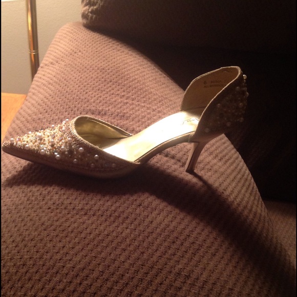 Formal gold beaded shoes
