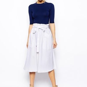 ASOS Linen Midi Skirt w/ Pockets sz 8 NWT