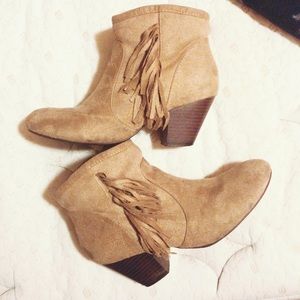 Tan Fringe booties