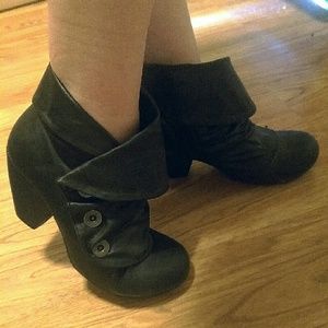 Black Blowfish-brand cuffed button ankle booties