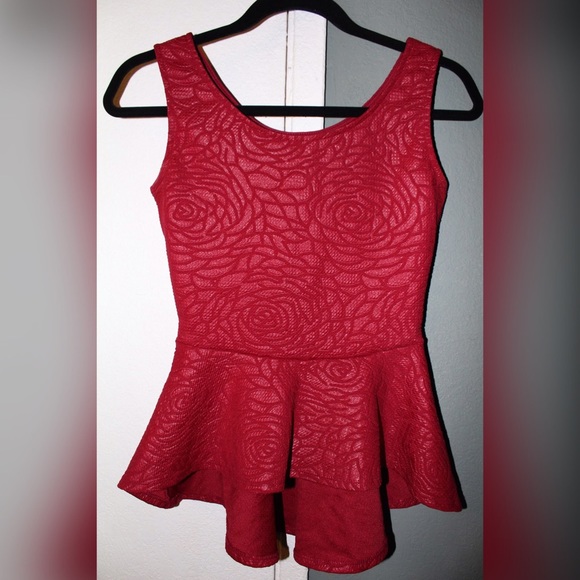 Red Rose Peplum Blouse