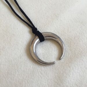 Crescent Pendant Necklace in brandish silver