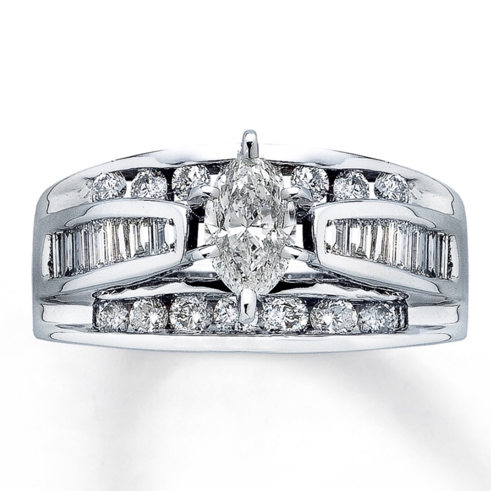 14k white gold Marquise diamond engagement