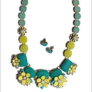 Terrace Blooms Collar Necklace and Aqua Earrings