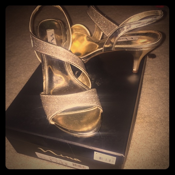 Gold Nina heels