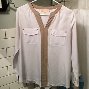 Michael Kors Blouse, White with beige trim