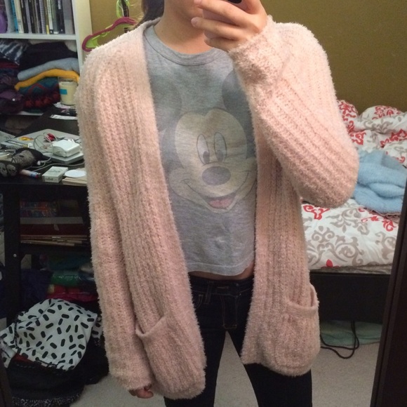 Baby pink fuzzy cardigan