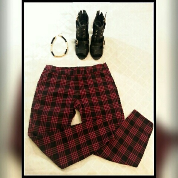 City Cropped Plaid Pants