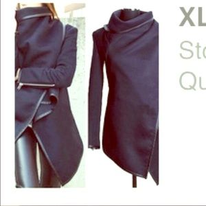 Navy blue drape/cowl day jacket