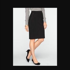 Faux-Leather Trimmed Ponte Skirt, Size 12