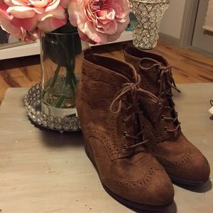 Brown Wedge Booties