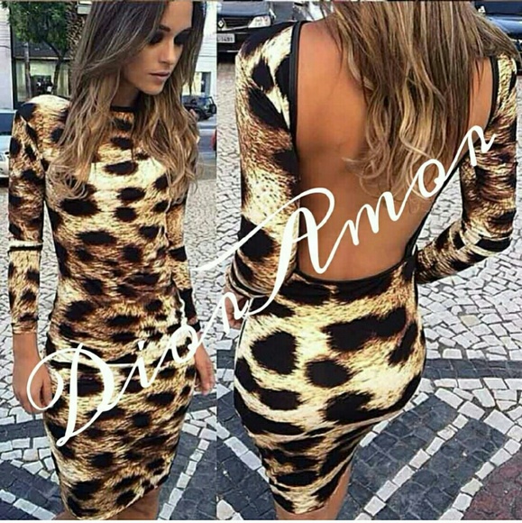 Back out body con cheetah print dress