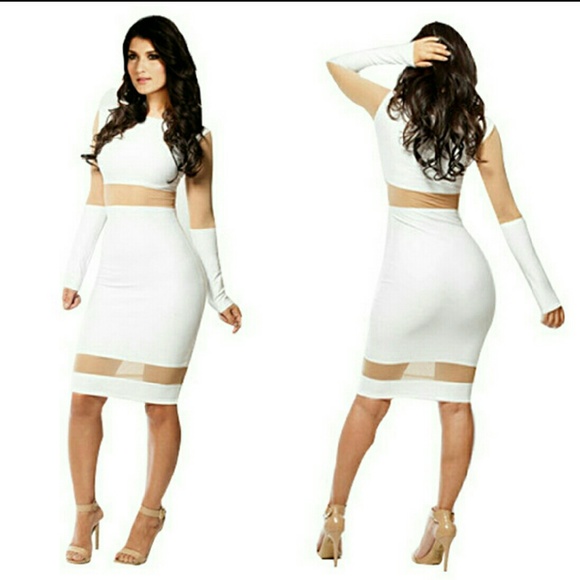White long sleeve stylish dress